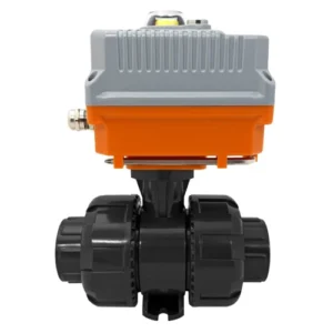 Шаровый кран ПВХ промышленный клеевой с электроприводом 220V AC